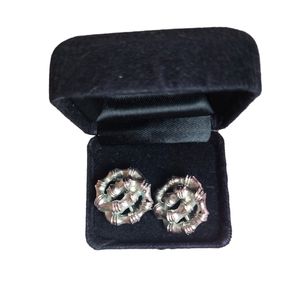 Vtg Nina Ricci Silver Tone Bamboo Earnings 🎍💗